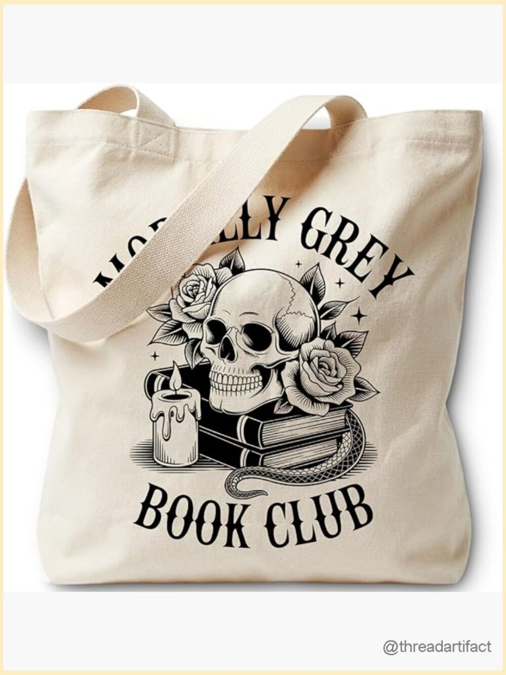 Book Themed Canvas Tote Bag Reusable Grocery Shoulder Bag
